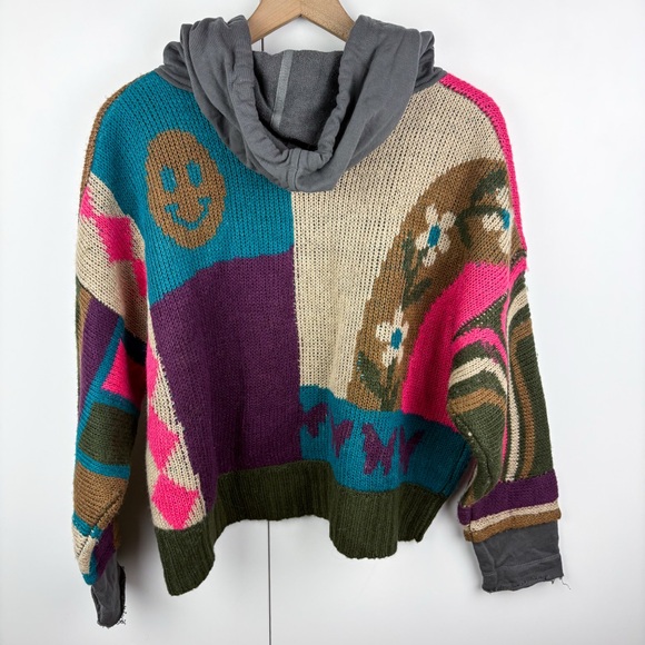 Natural Life Dreamer Hoodie Sweater Colorblock Butterfly Smile Floral L/XL - Picture 6 of 7